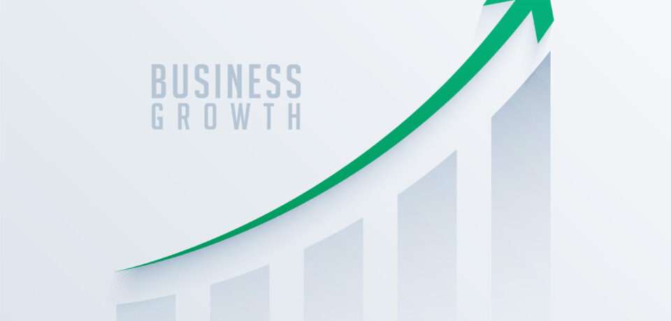 Business share market chart with green growth arrow vector